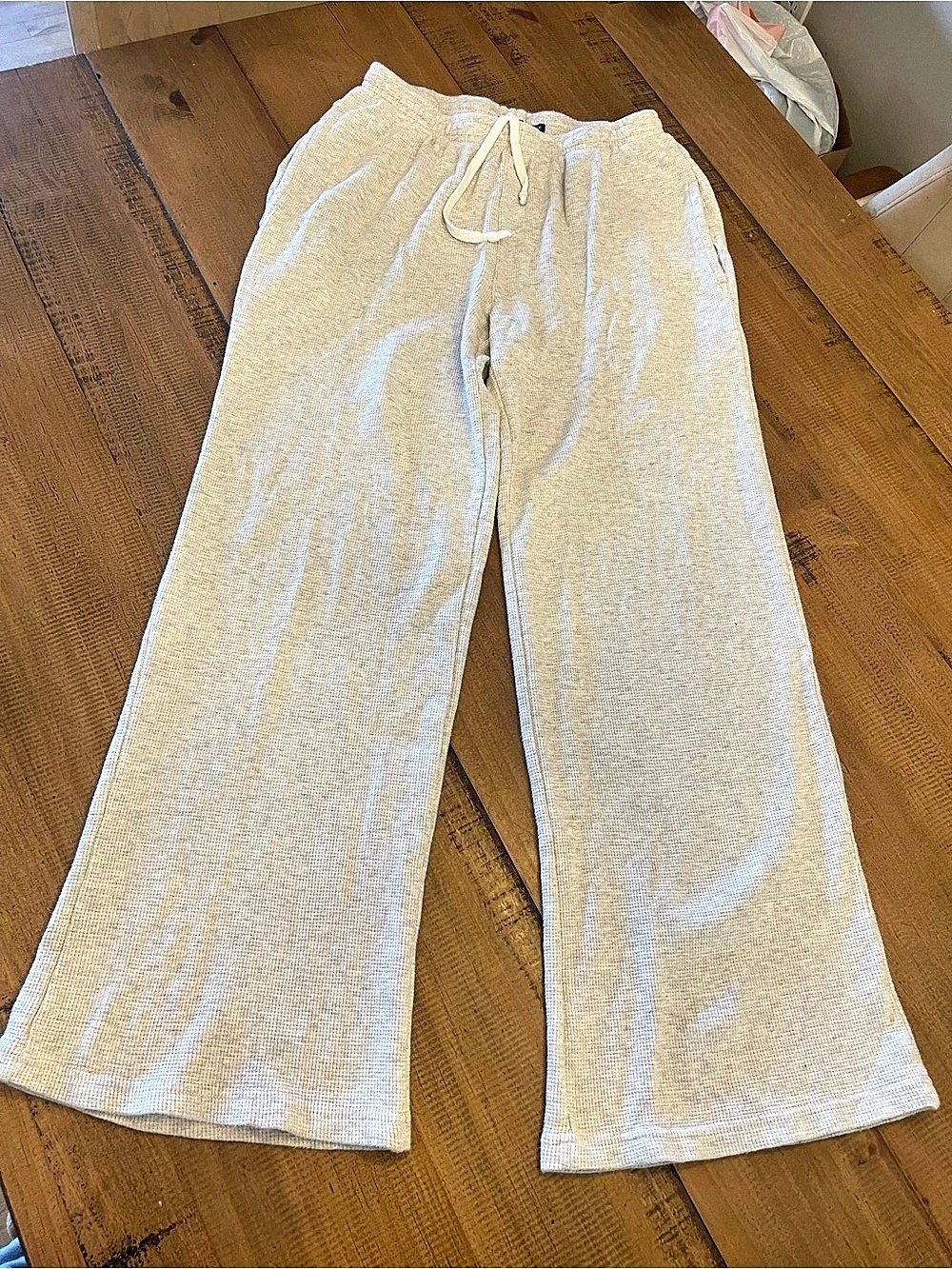 Brandy Melville Wide Leg Cotton Pants in Grey